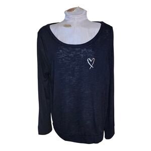Victoria’s Secret Black Knit Casual Heart‎ Top L NWOT